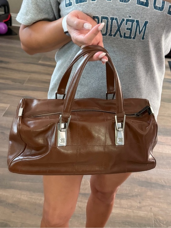 CHANEL Handbags - ✨CHANEL Chocolate Bar Brown Quilted Leather Duffel Bag with Silver Hardware